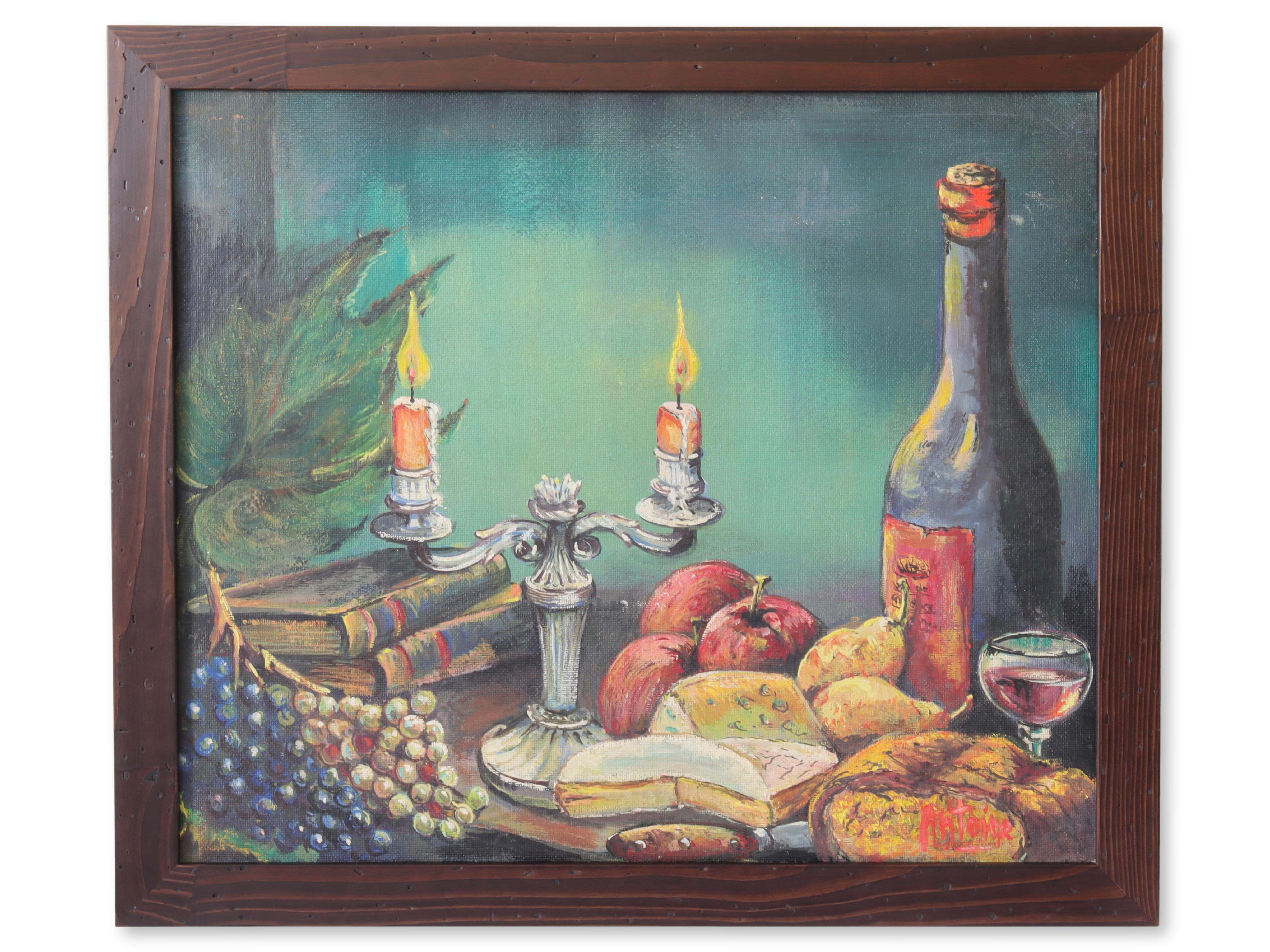Signed French Still Life, Oil on Board~P77672567