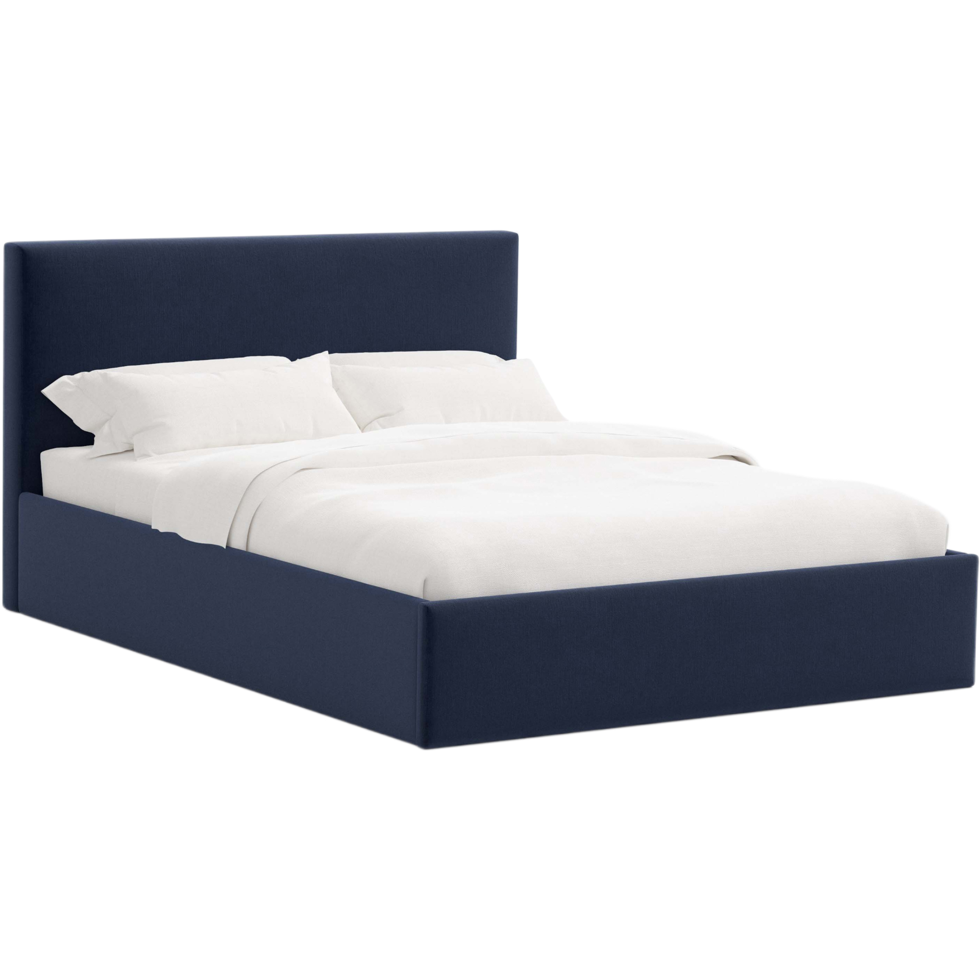 Solaro low platform bed in ocean performance velvet