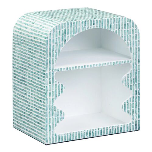 Corvina 20" Capiz Shell Nightstand, Blue Corvina 20" Capiz Shell Nightstand, Blue
