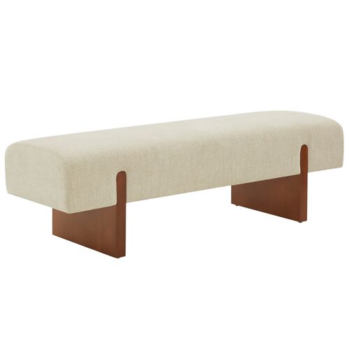 Raelis Performance Linen Bench, Beige/Brown Raelis Performance Linen Bench, Beige/Brown