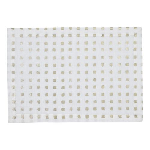 S/4 Antibes Place Mats, White/Gold~P77404170