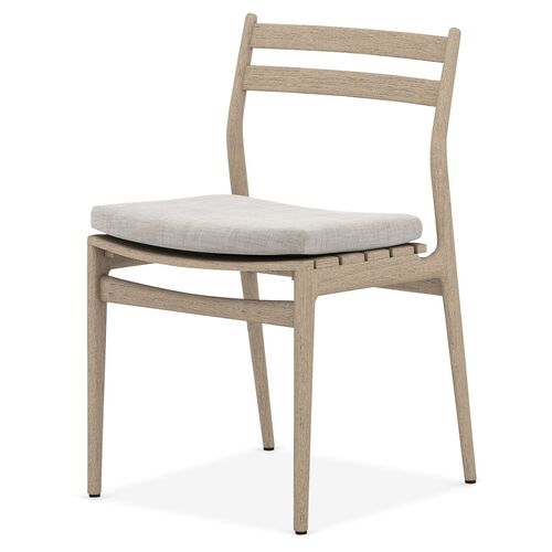 Leland Outdoor Teak Dining Chair, Brown/Stone~P77567153
