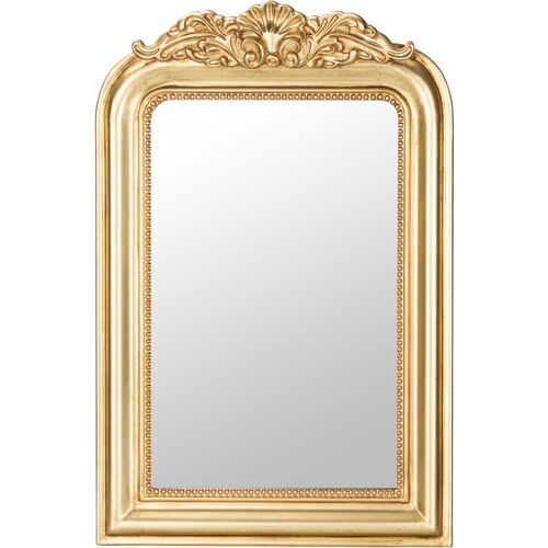 Emma Carved Crowned Wall Mirror, Gold Leaf~P77643681