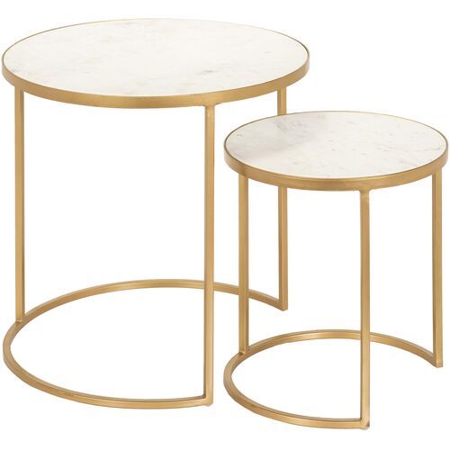 S/2 Yisella Marble Top End Tables