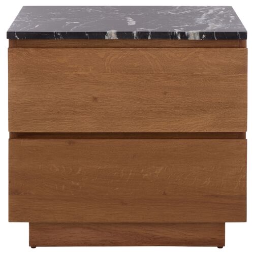 Daelon Marble Top Nightstand, Walnut/Black