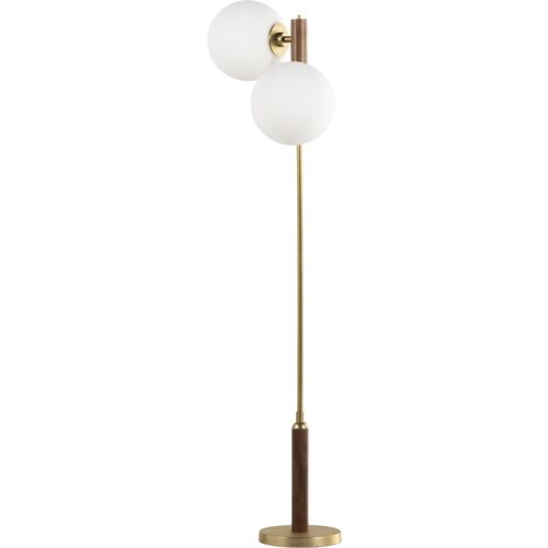 Wesley Floor Lamp, Walnut/Aged Brass ~P111116640