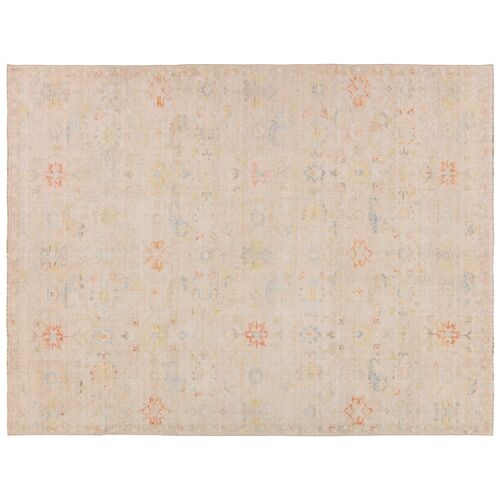  Aaina Floral Cream/Blue Area Rug (5'X8')