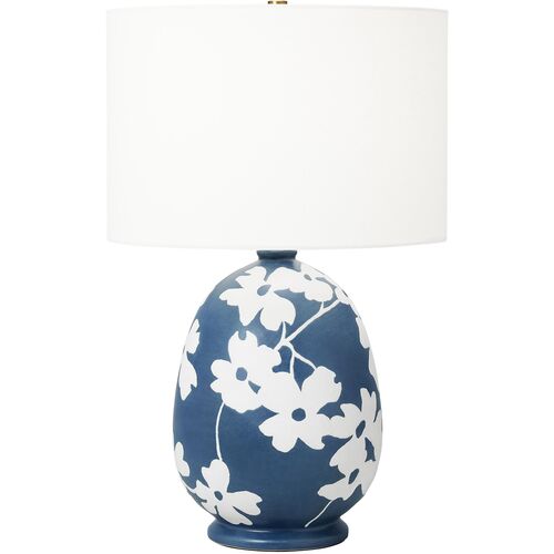 Lila Ceramic Table Lamp, Semi Matte Navy Blue~P77657917