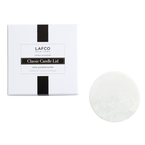 Signature Candle Lid, White Polished Marble