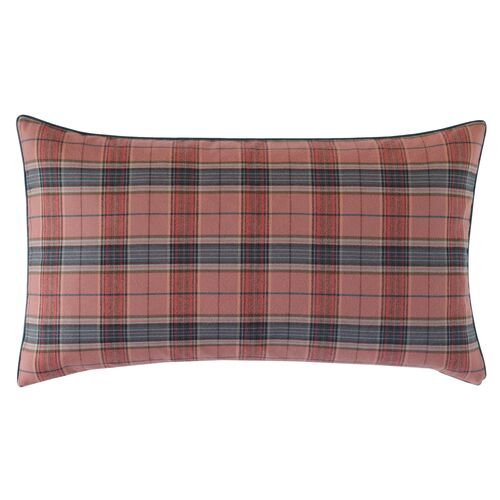 Carrie Plaid Lumbar Pillow, Red/Charcoal