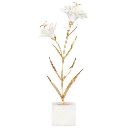 Carnation on Alabaster Stand, Gold
