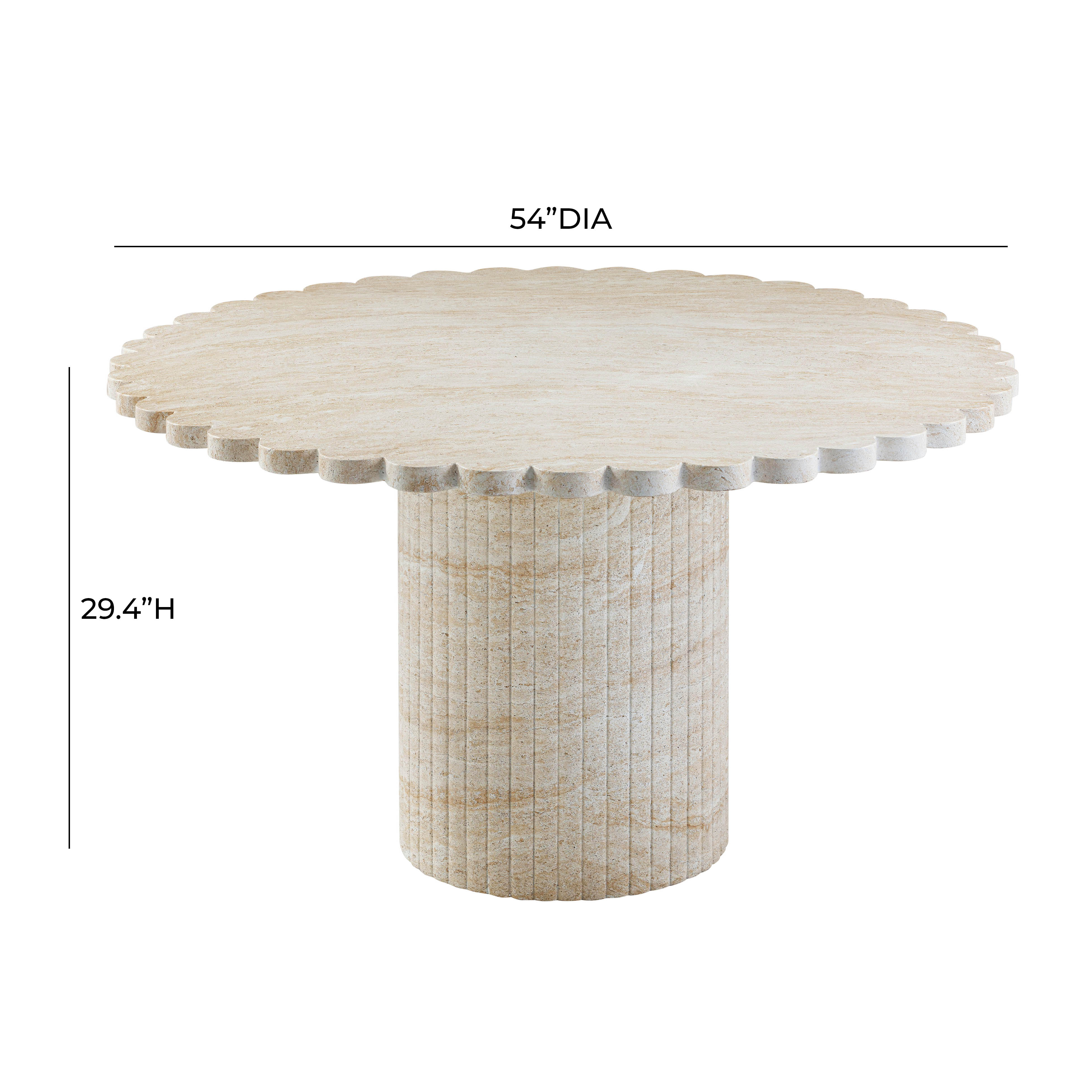 Maelis 54" Indoor/Outdoor Round Dining Table, Washed Travertine