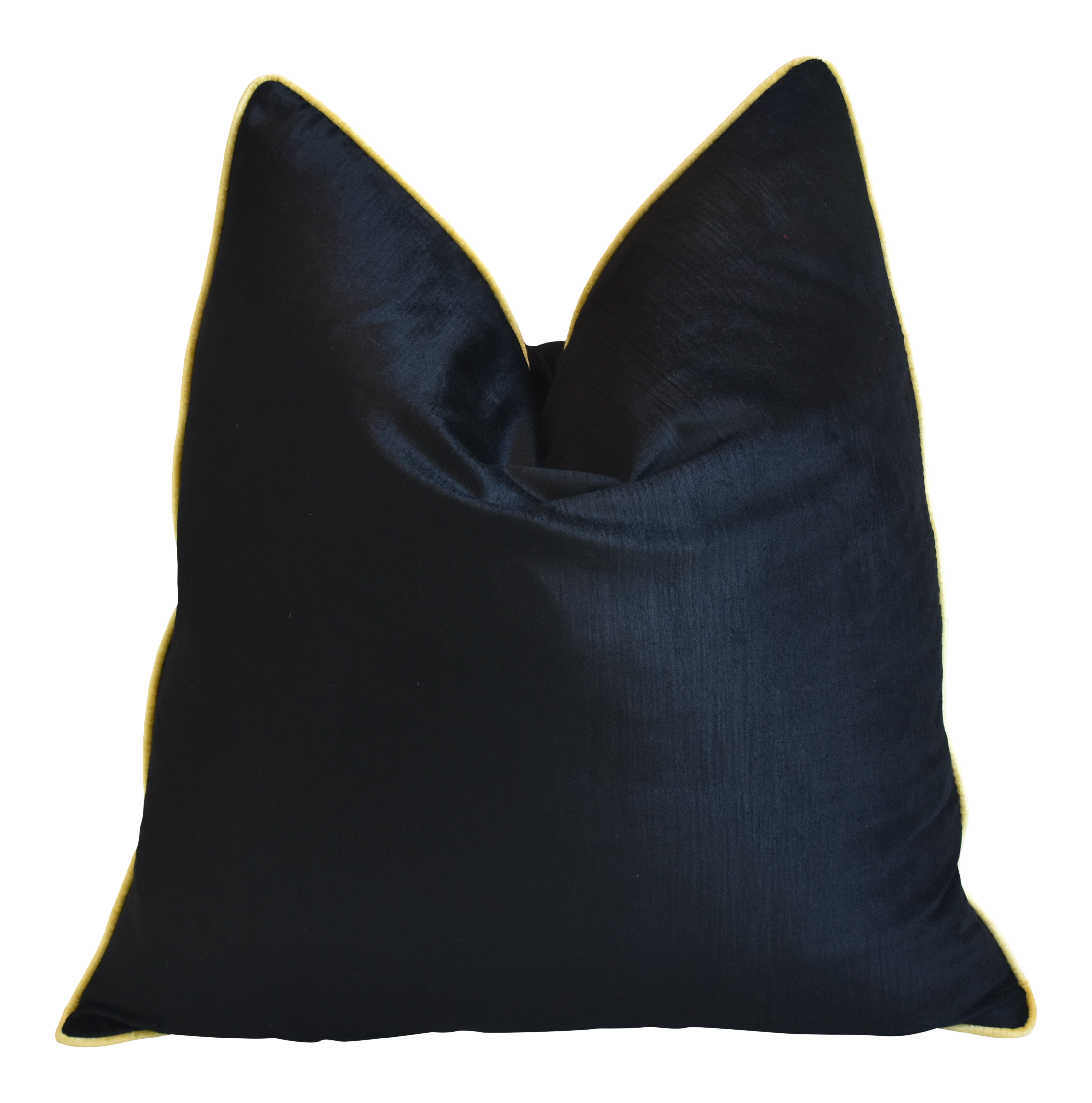 Jet Black & Yellow Cording Velvet Pillow~P77662823