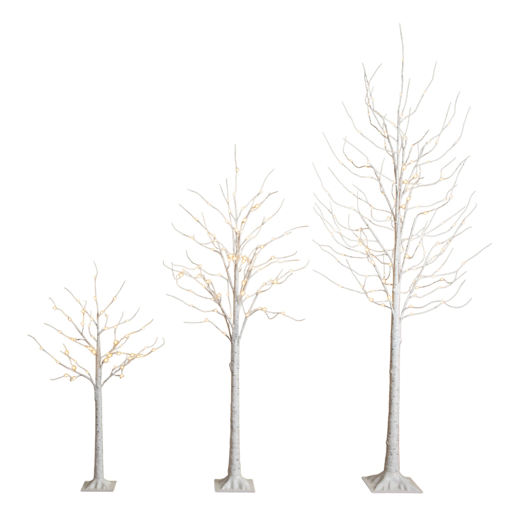 Set of 3 White Birch Lighted Trees