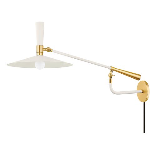 Milena Wall Sconce, Aged Brass/Soft Cream