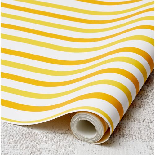 Clare V Stripes Wallpaper, Yellow~P77406470