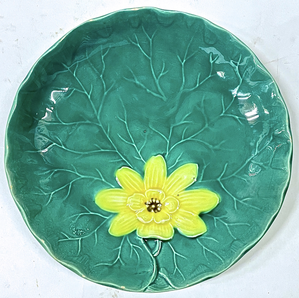 Antique Majolica Water Lily Pad Plate~P77622676