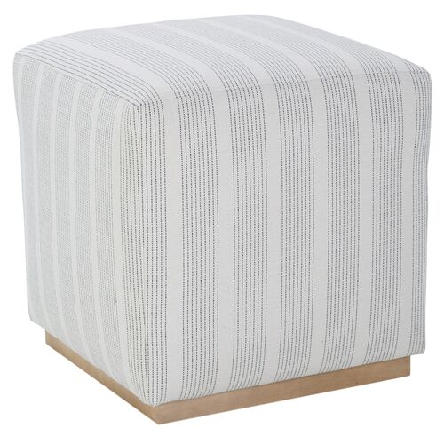 Madden Square Ottoman, Navy Stripe