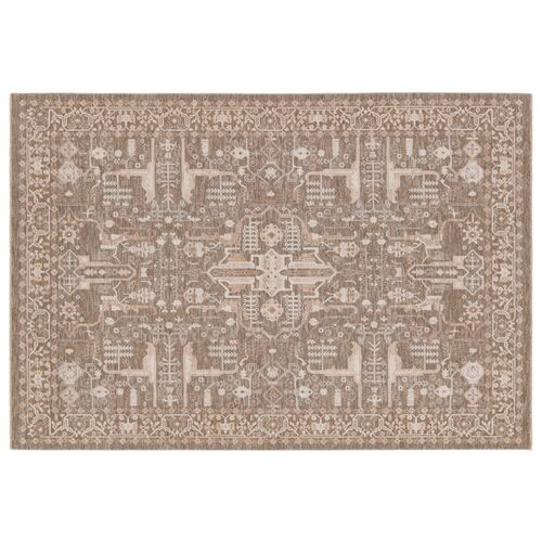  Lechmere Medallion Taupe/Cream Runner Rug (3'X12')