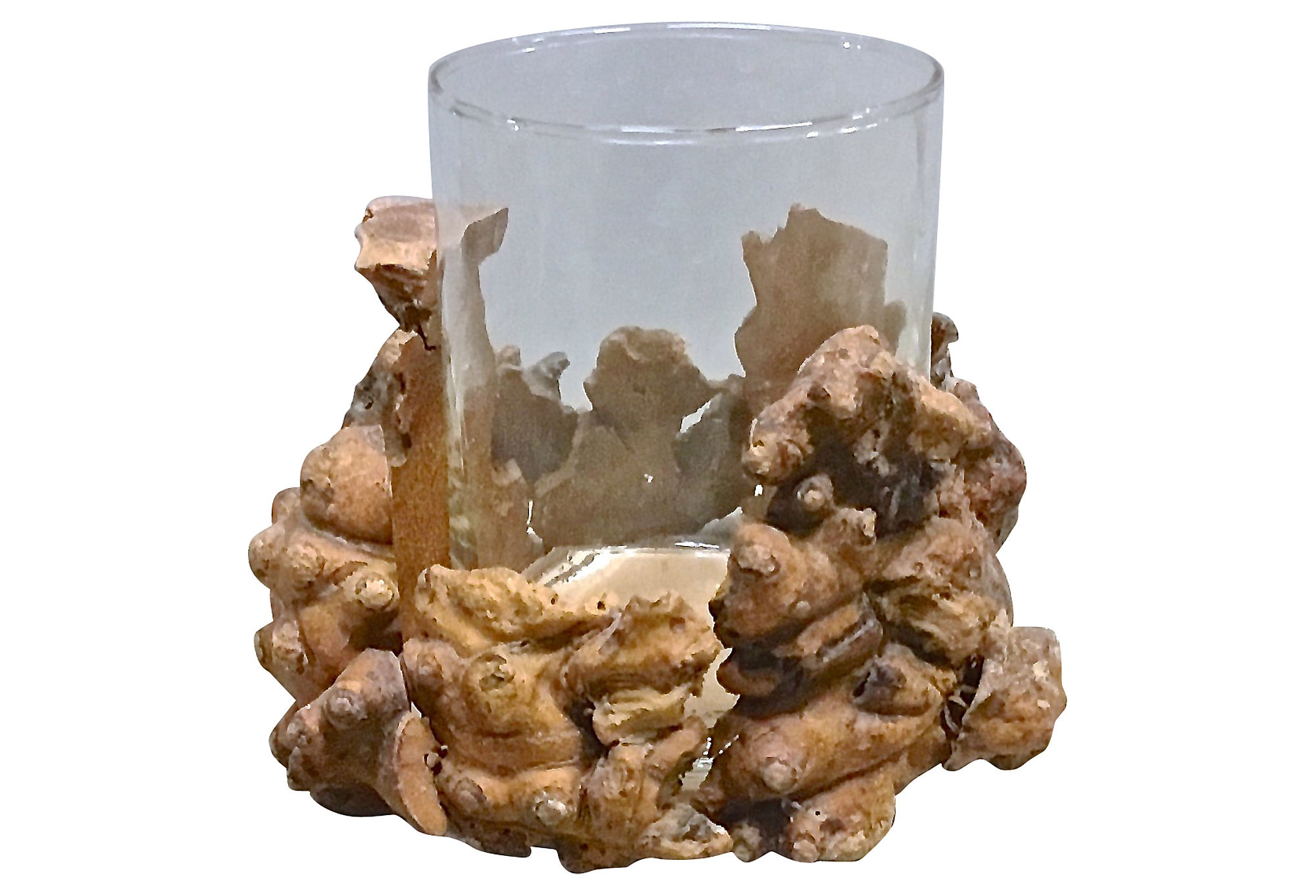 Natural Burl Wood Sculpture Candleholder~P77544242