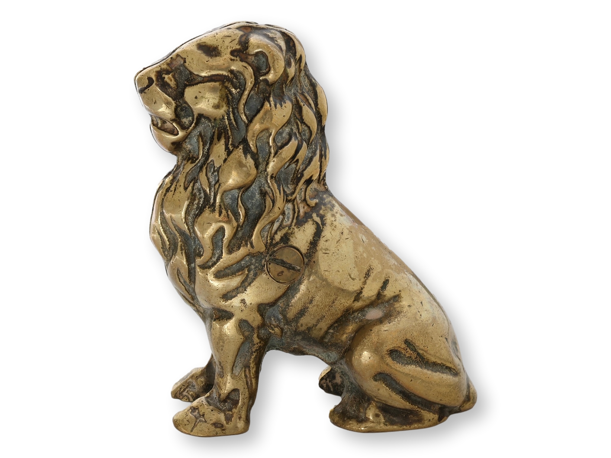 Antique English Brass Lion Coin Bank~P77717206