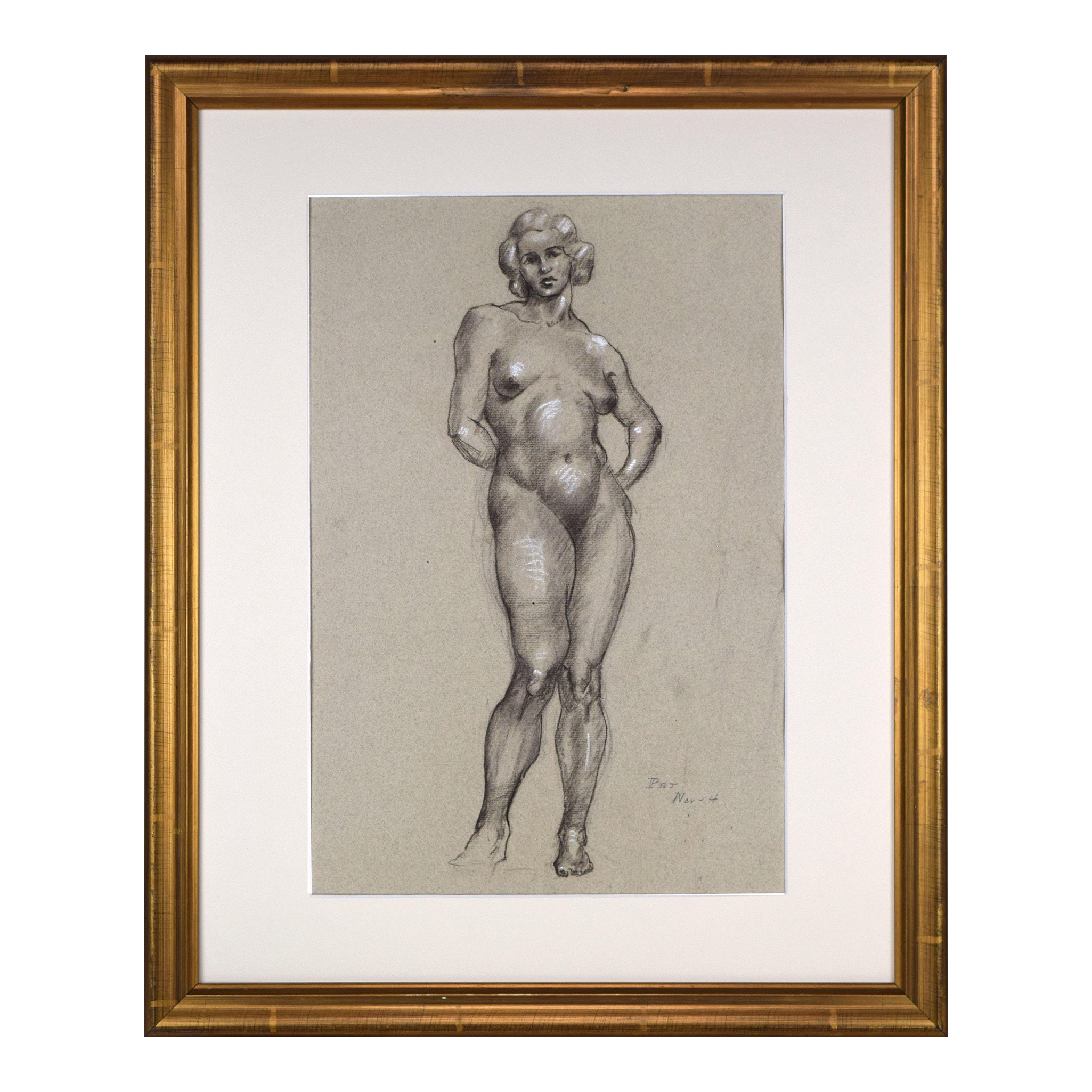 Art Deco Female Nude Drawing -Pattengill~P77666100
