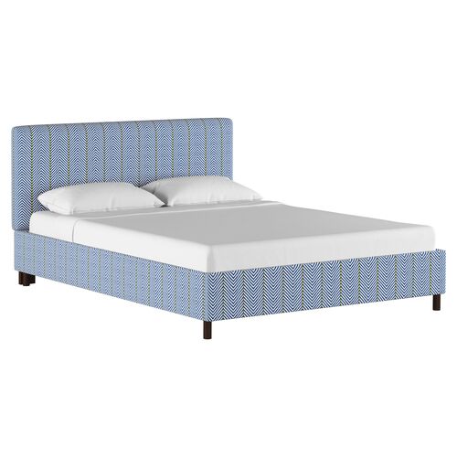 Novak Platform Bed, Blue Herringbone Novak Platform Bed, Blue Herringbone~P77410949