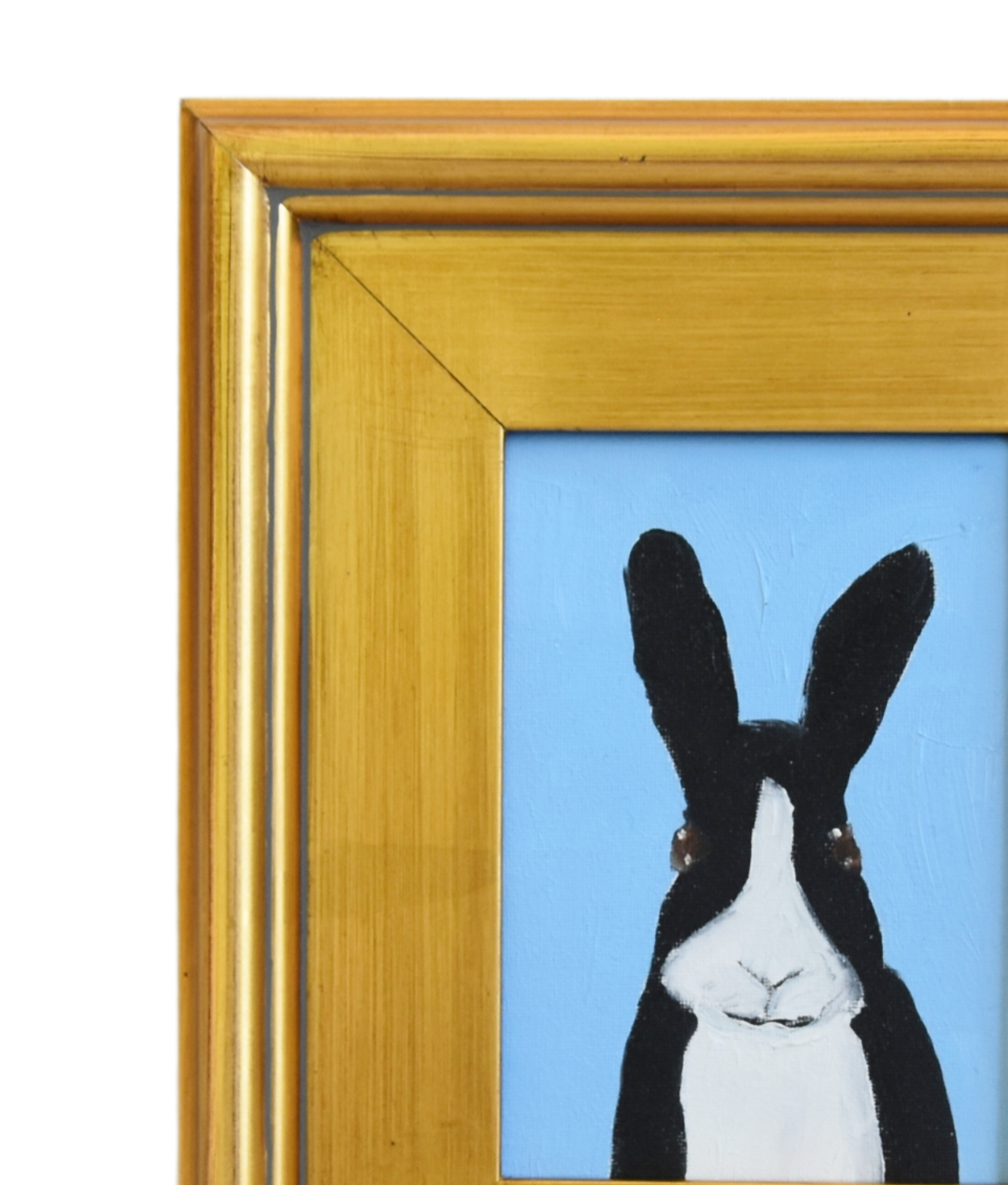 Folk Art Bunny Rabbit Hare Oil Painting~P77672507