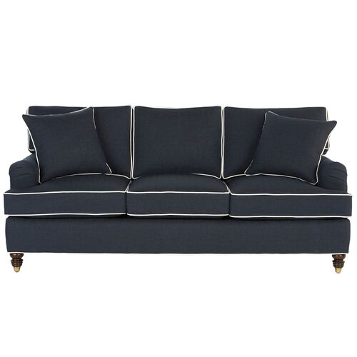 Kate Extra Long Sofa, Navy/White Crypton