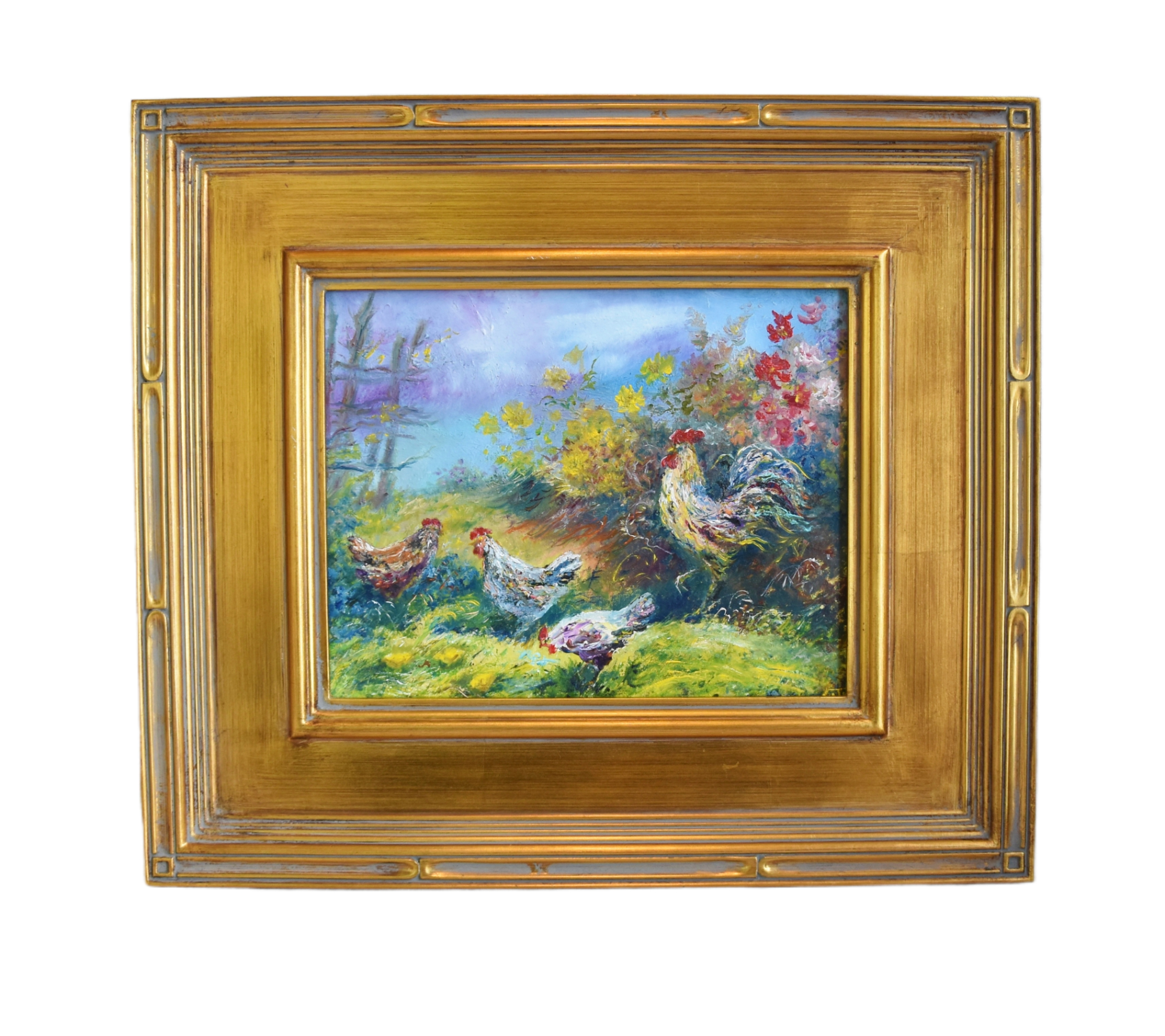 Farmhouse Flock of Chickens Painting~P77689459