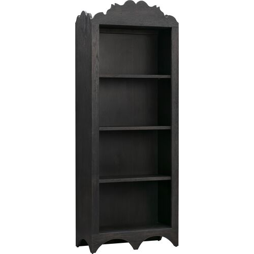 Flourish 83" Tall Oak Bookcase, Black~P77649982
