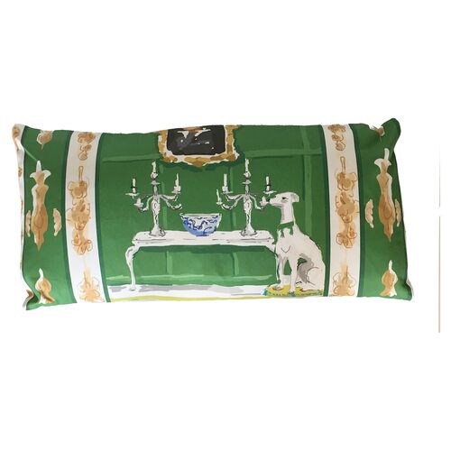 Dog 12x24 Lumbar Pillow, Green~P77350589