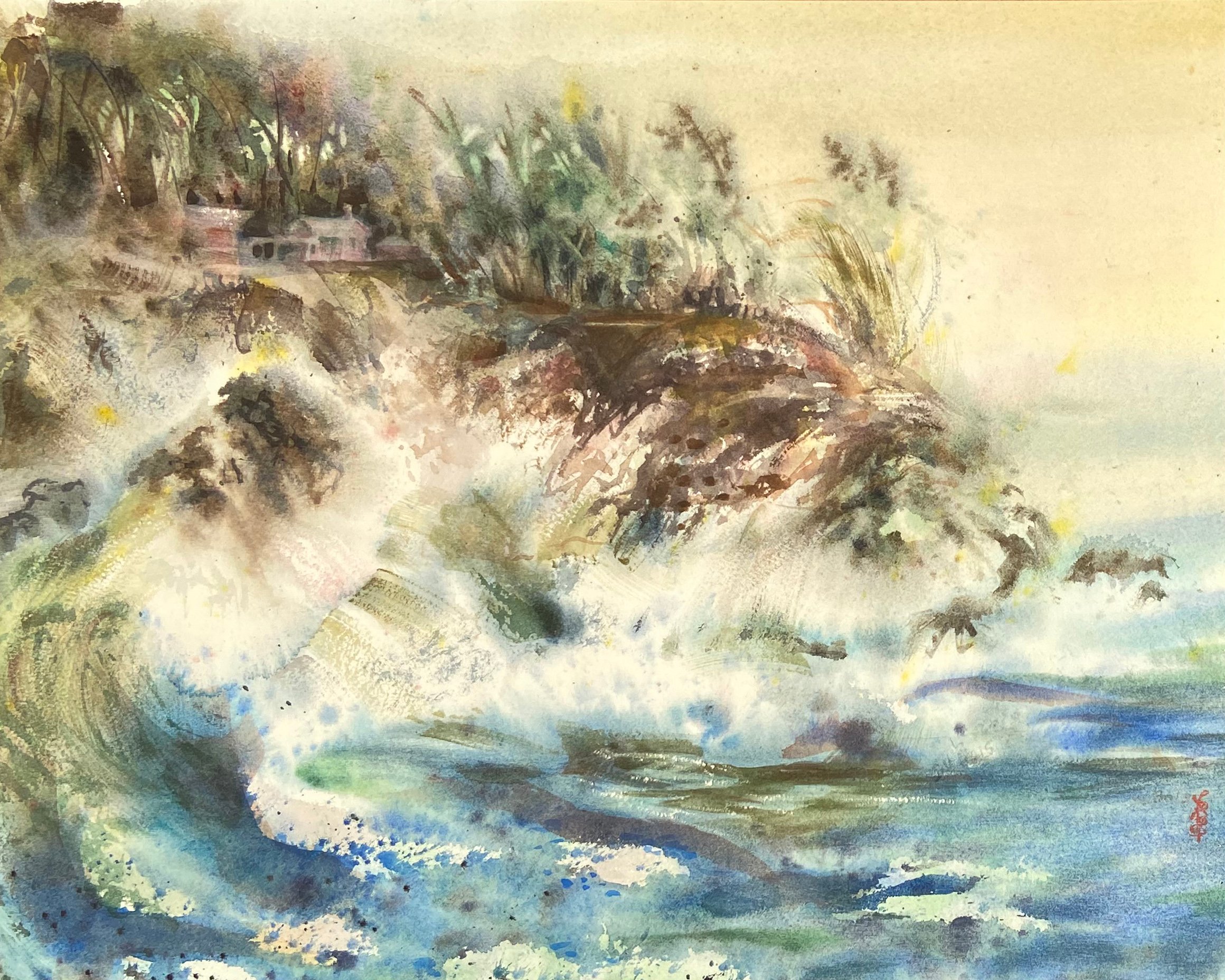 Breaking Waves, Coastal Cottage, 1960s~P77604952