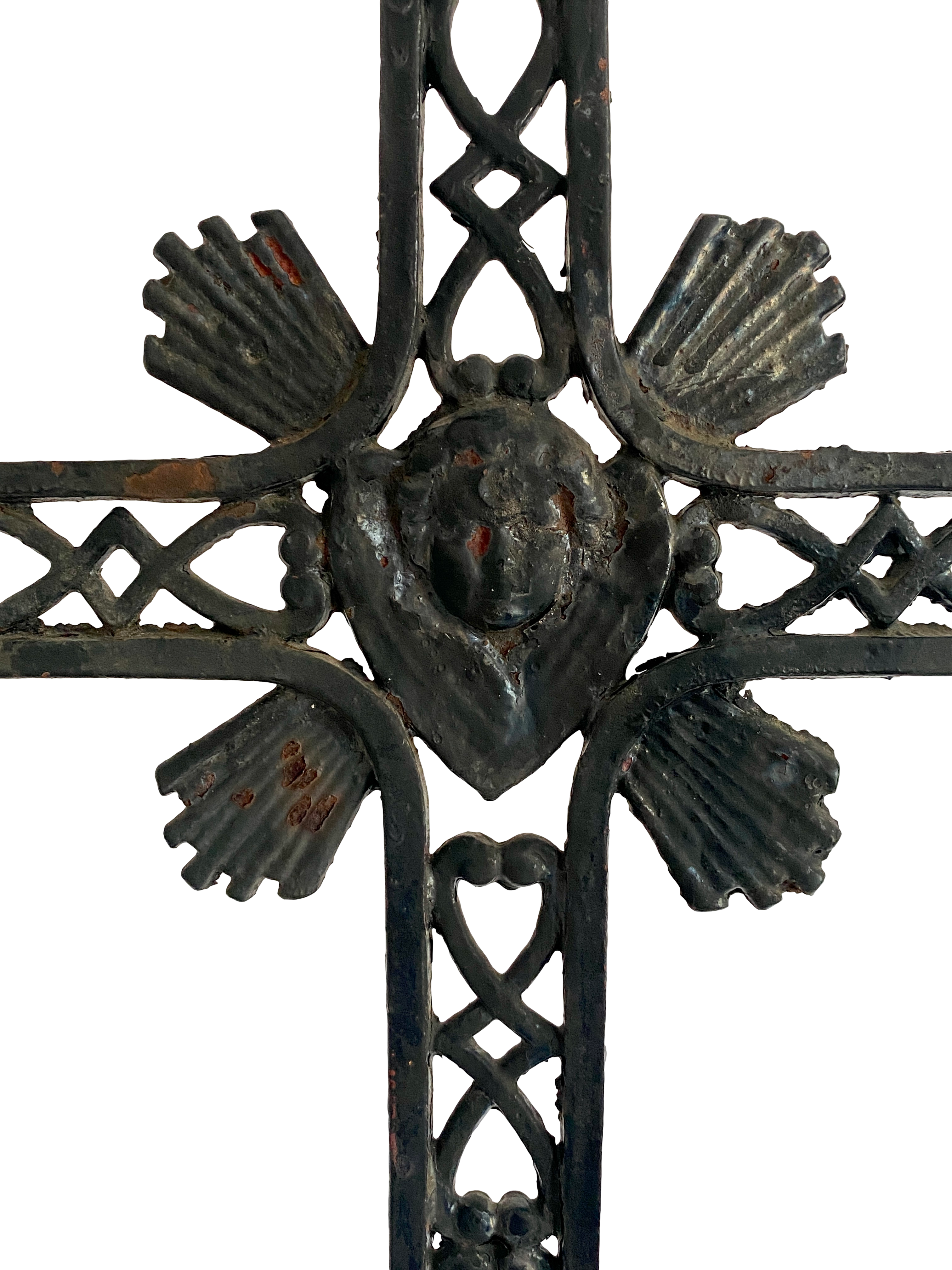 Antique Belgian Cast Iron Cross Crucifix~P77682492