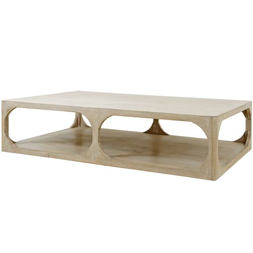 Ming Arched Coffee Table, Weathered Whitewash