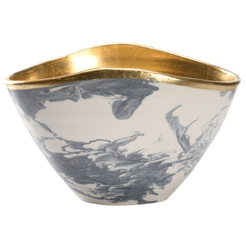 Grigio Ceramic Bowl, Gray/White