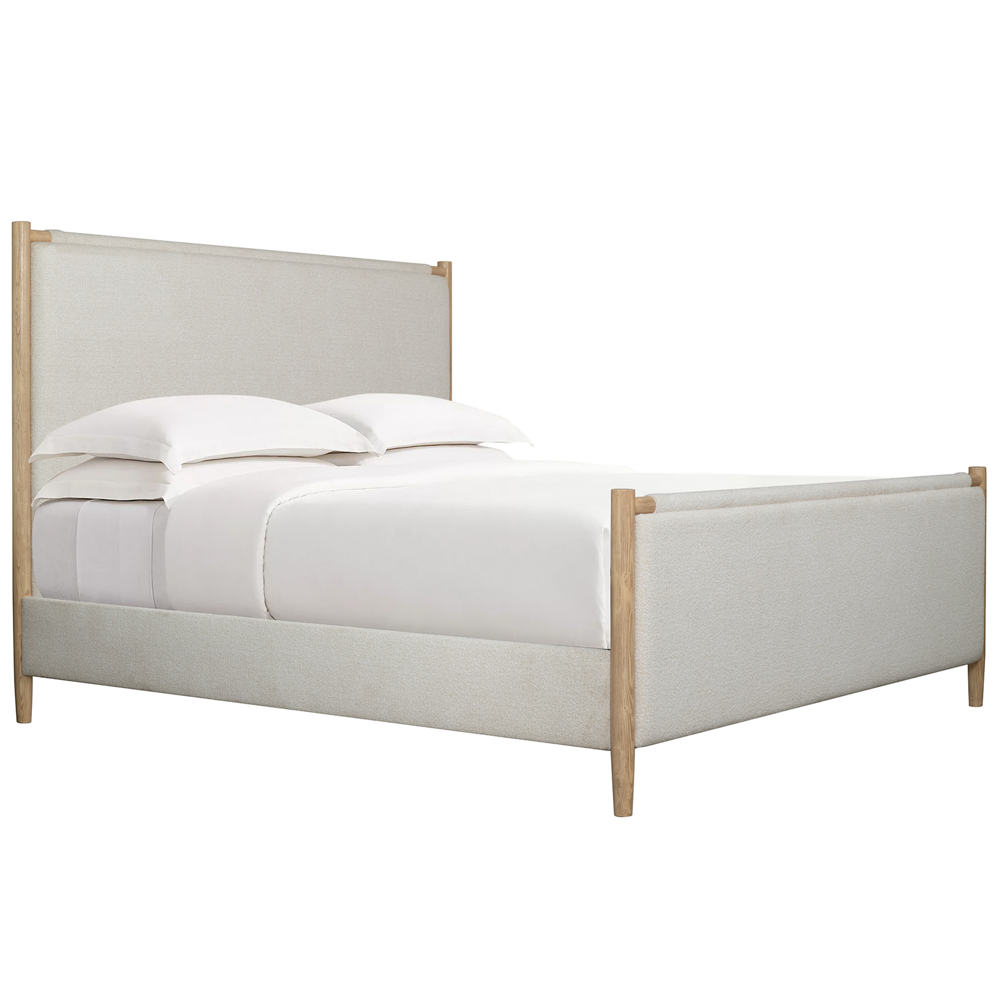 Sète Upholstered Wool Bed, Pebble