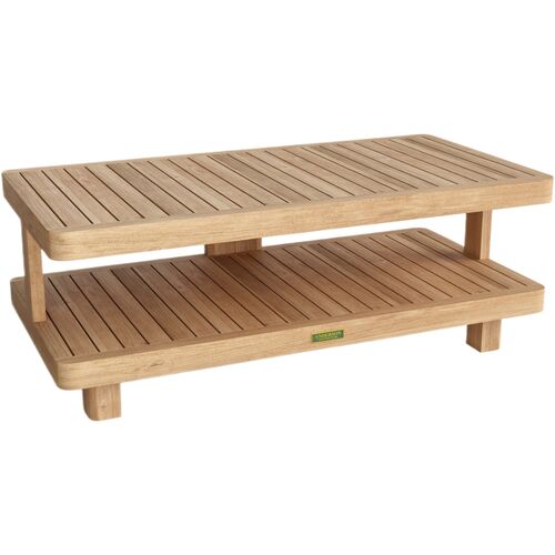Oceaire Outdoor Teak 2-Tier Coffee Table, Natural