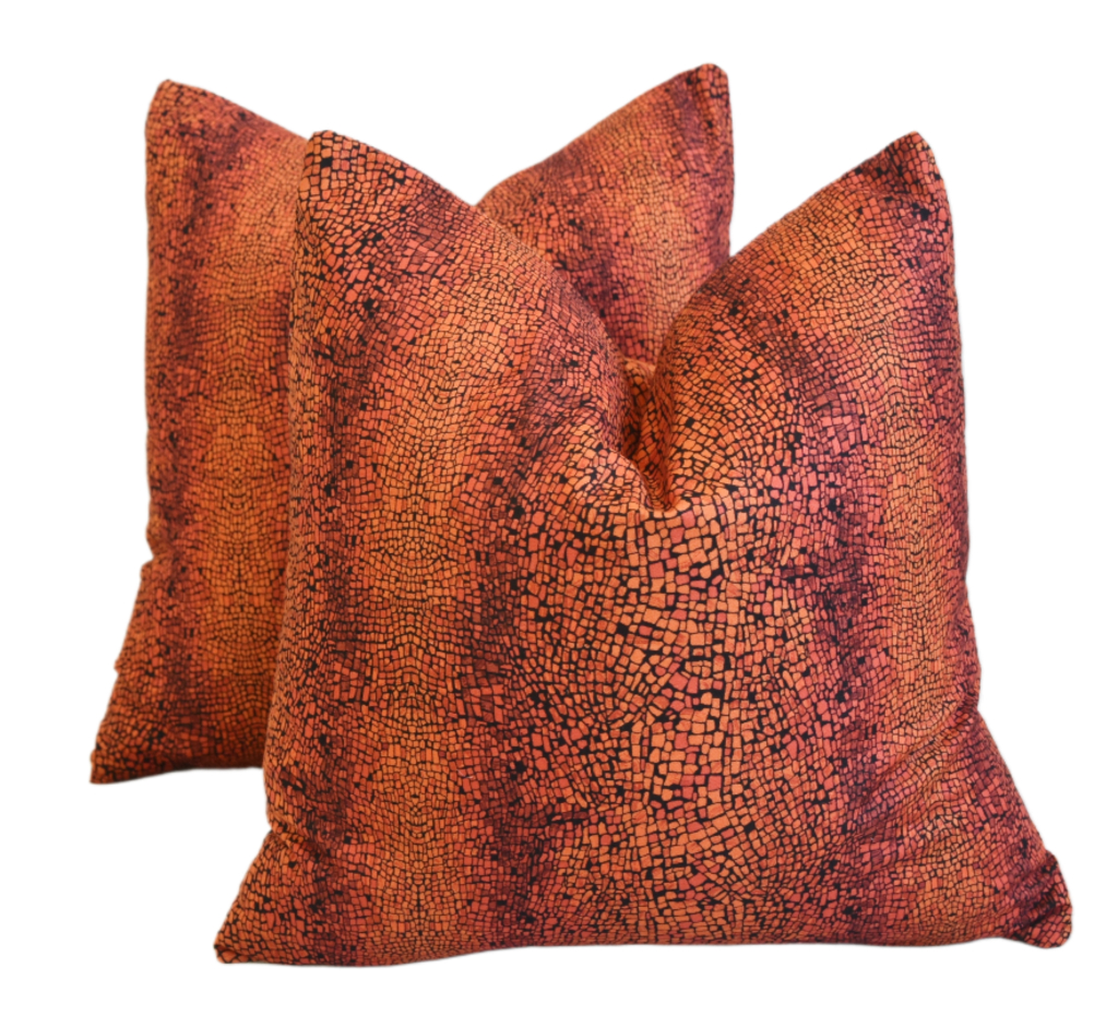 Orange Mosaic Tile Pillows, Pair~P77697889