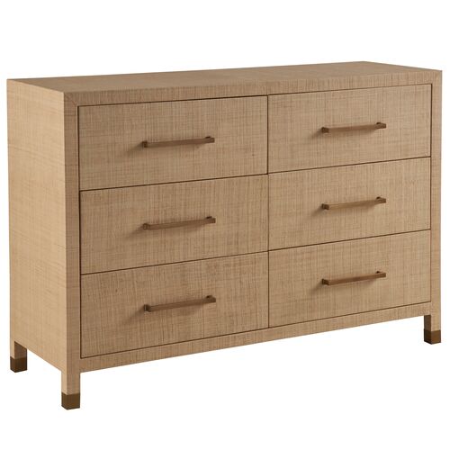 Zander 6-Drawer Dresser, Natural Raffia