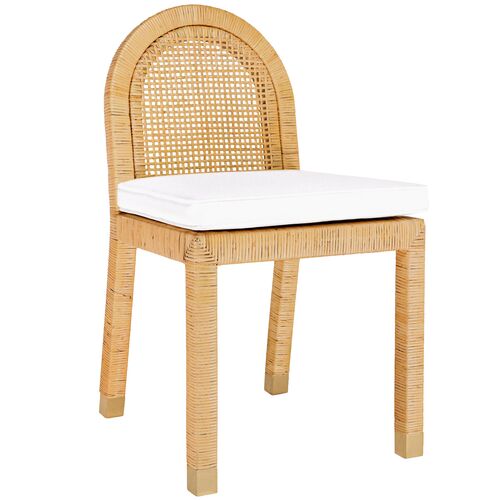 Valentino Rattan Arched Back Performance Dining Chair, Natural Valentino Rattan Arched Back Performance Dining Chair, Natural