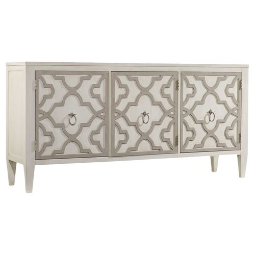 Melange Miranda Quatrefoil Credenza, White