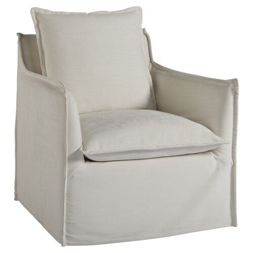 Coastal Living Edmonds Slipcover Swivel Chair, Natural Crypton~P77529567