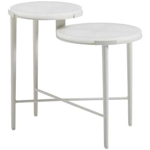 Seabrook Outdoor Aluminum Tiered End Table, White Seabrook Outdoor Aluminum Tiered End Table, White