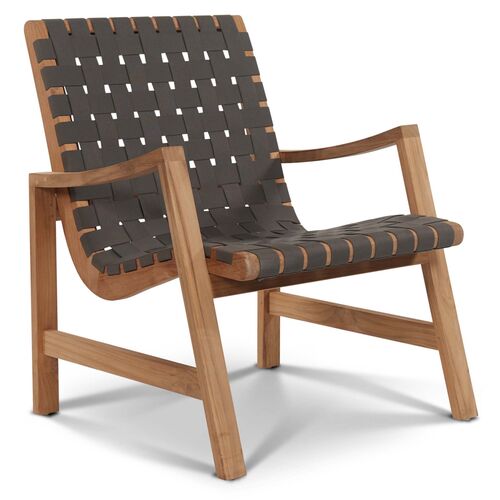 Aero Outdoor Teak Accent Chair, Gray Sunbrella