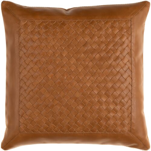 Gabby 18x18 Leather Pillow, Brown~P77636142