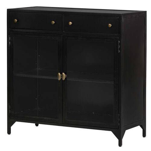 Aubrie Shadow-Box Small Cabinet, Black~P77613016