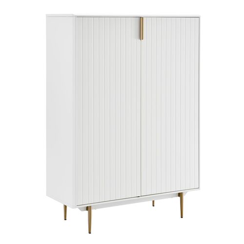 Sally 40" Lacquered Storage Cabinet, Matte White/Brass