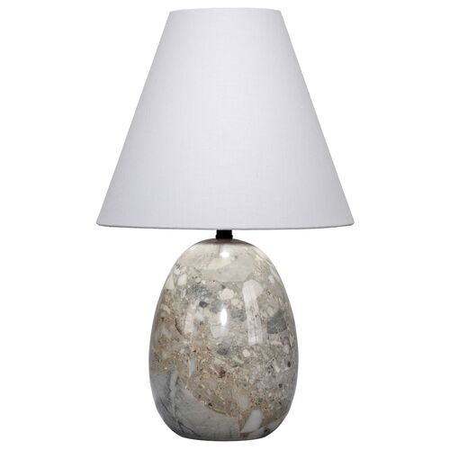 Capsule Travertine Mini Table Lamp, Grey