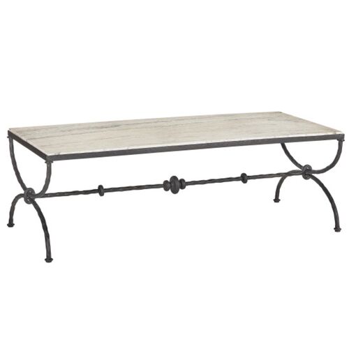 Agora Travertine Cocktail Table, Natural/Rustic Bronze